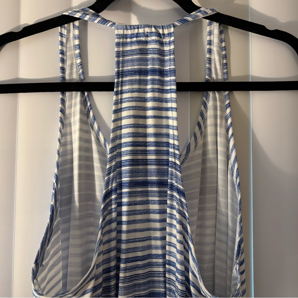 Portocruz Swimsuit Cover Up Striped Blue and White T-Back Tank Dress Size Large - Picture 6 of 12